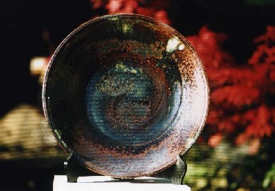 Große Keramikschale, glasiert mit japanischer Reishülsenasche